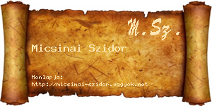 Micsinai Szidor névjegykártya